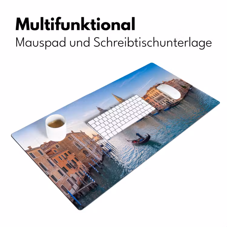 Gondel - Venetië - Kanaal - Stadsgezicht - Avondlicht Muismat XXL klein -ysfeer4_duits