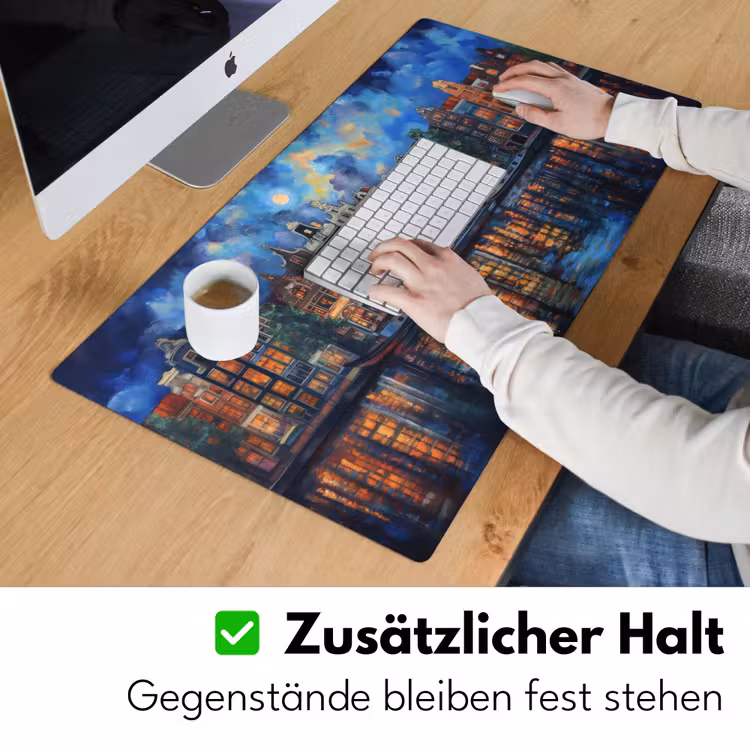 Grachten Amsterdam - Huizen - Stad - Kleurrijk Muismat XXL klein -ysfeer3_duits