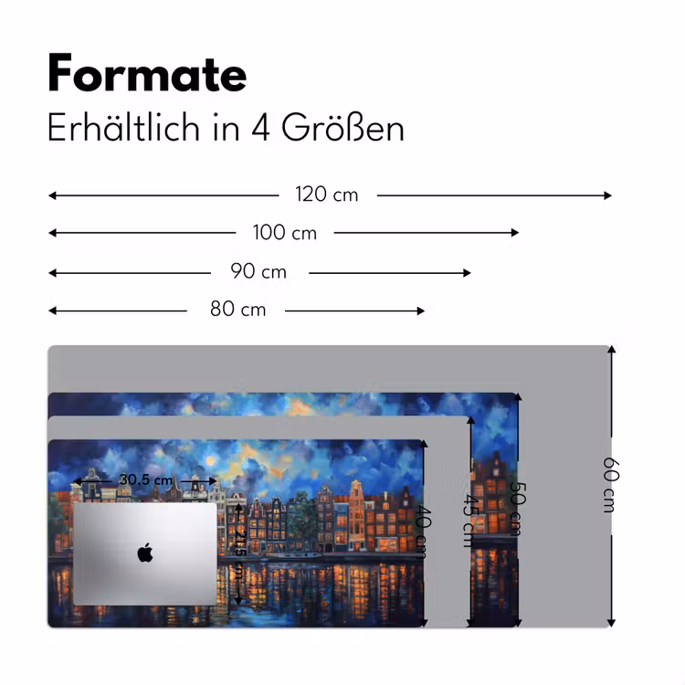 Grachten Amsterdam - Huizen - Stad - Kleurrijk Muismat XXL klein -ysfeer5_duits