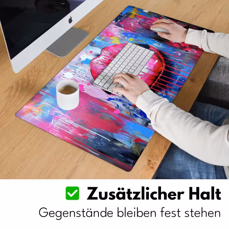 Graffiti - Lippen - Felroze - Geschilderd Muismat XXL klein -ysfeer3_duits