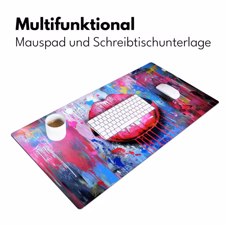 Graffiti - Lippen - Felroze - Geschilderd Muismat XXL klein -ysfeer4_duits