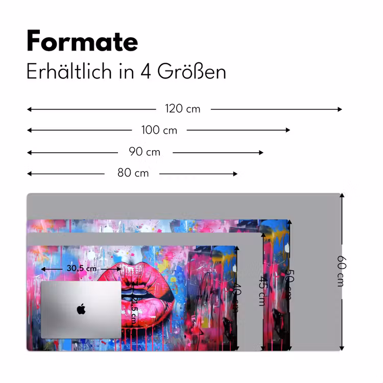 Graffiti - Lippen - Felroze - Geschilderd Muismat XXL klein -ysfeer5_duits