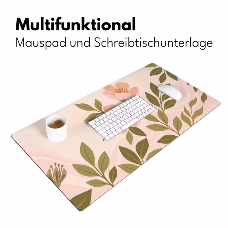 Grafisch - Bloemen - Roze Muismat XXL klein -ysfeer4_duits