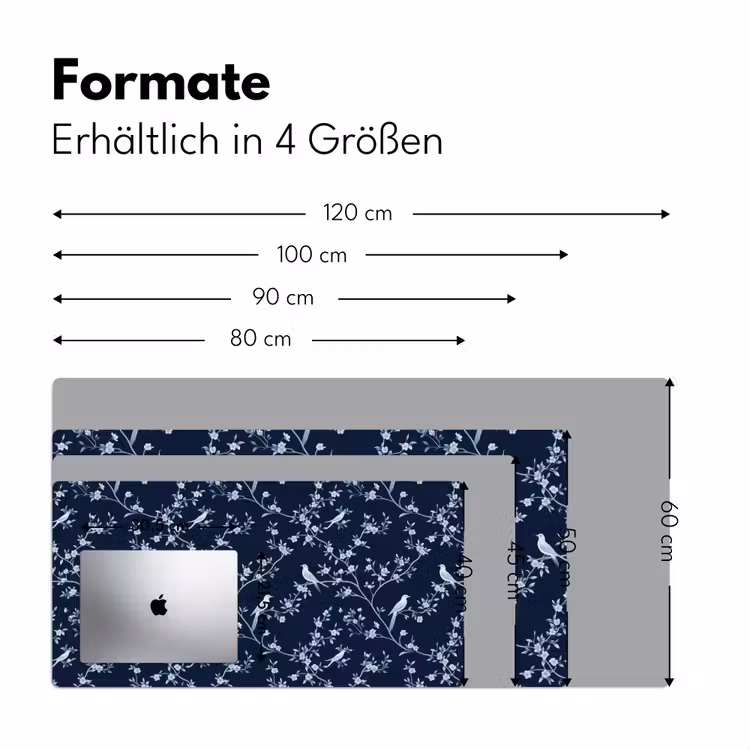 Grafisch - Bloesemtak - Blauw Muismat XXL klein 681 -ysfeer5_duits