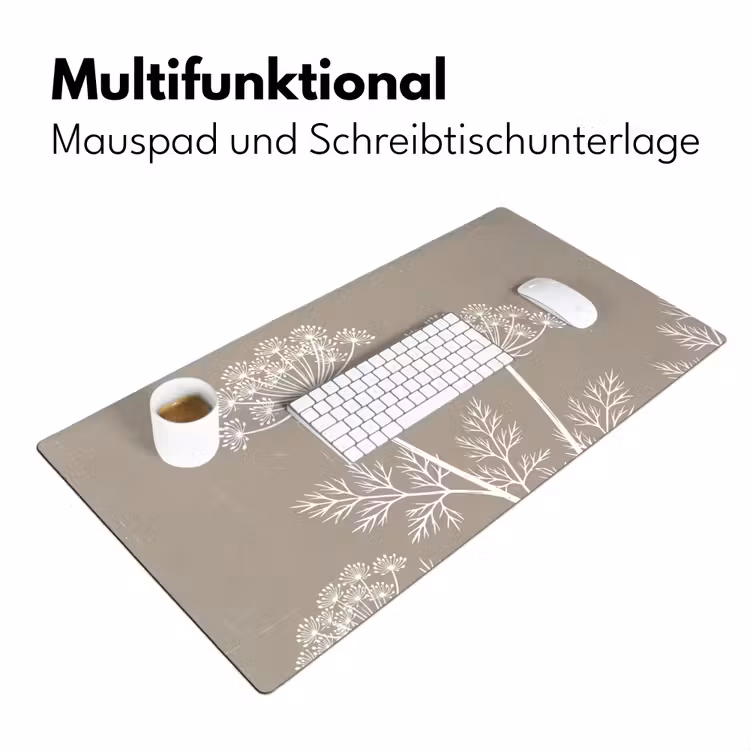 Grafisch - Fluitenkruid - Taupe Muismat XXL klein -ysfeer4_duits