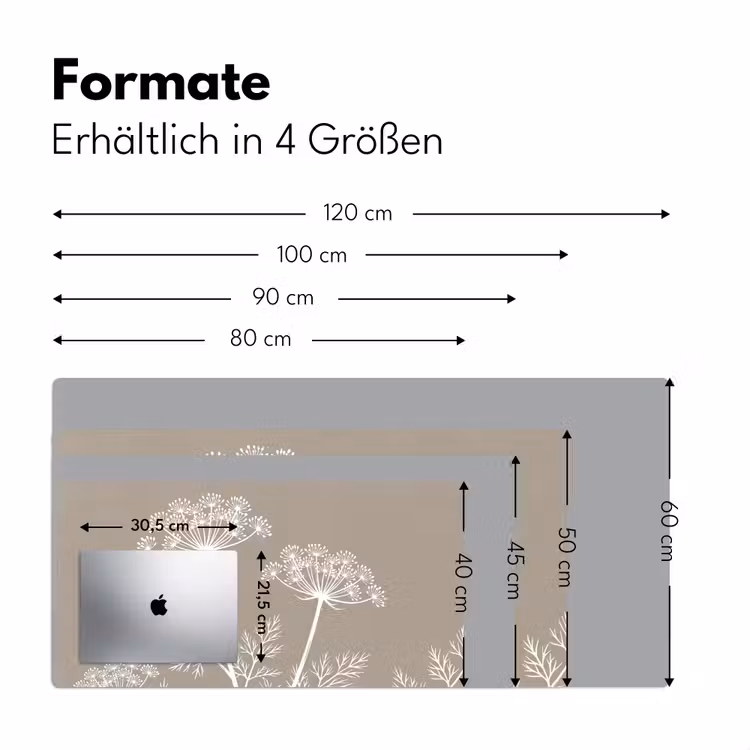 Grafisch - Fluitenkruid - Taupe Muismat XXL klein -ysfeer5_duits