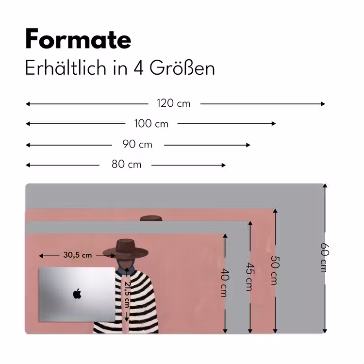 Grafisch - Vrouw - Roze Muismat XXL klein -ysfeer5_duits