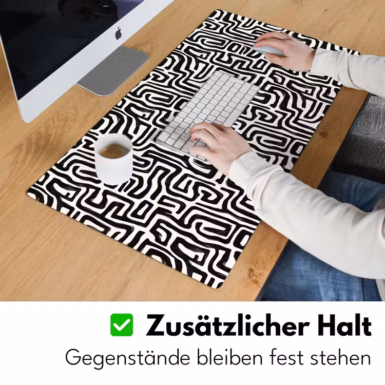 Grafisch - Lijnen - Zwart - Wit Muismat XXL klein 681 -ysfeer3_duits