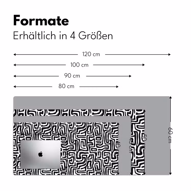 Grafisch - Lijnen - Zwart - Wit Muismat XXL klein 681 -ysfeer5_duits