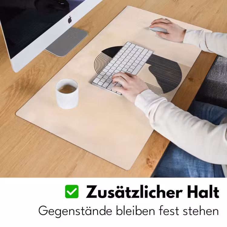 Grafisch gebogen motief - Beige Muismat XXL klein -ysfeer3_duits