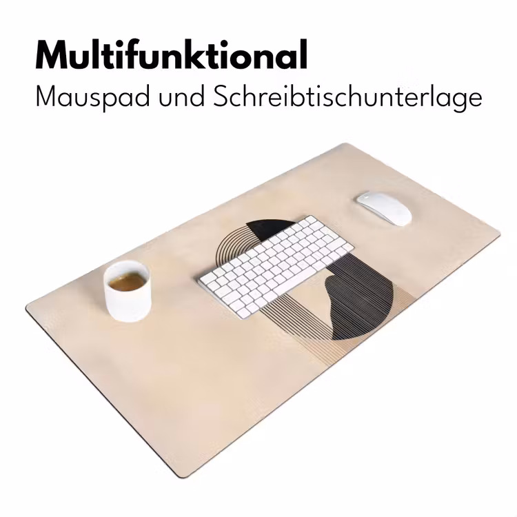 Grafisch gebogen motief - Beige Muismat XXL klein -ysfeer4_duits