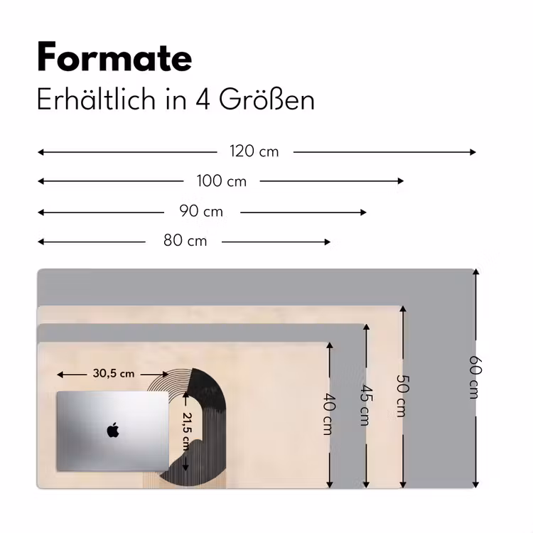 Grafisch gebogen motief - Beige Muismat XXL klein -ysfeer5_duits