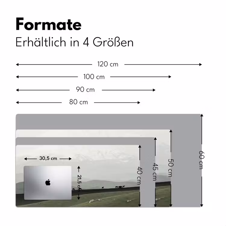 Grijs - Berg - Paarden Muismat XXL klein -ysfeer5_duits