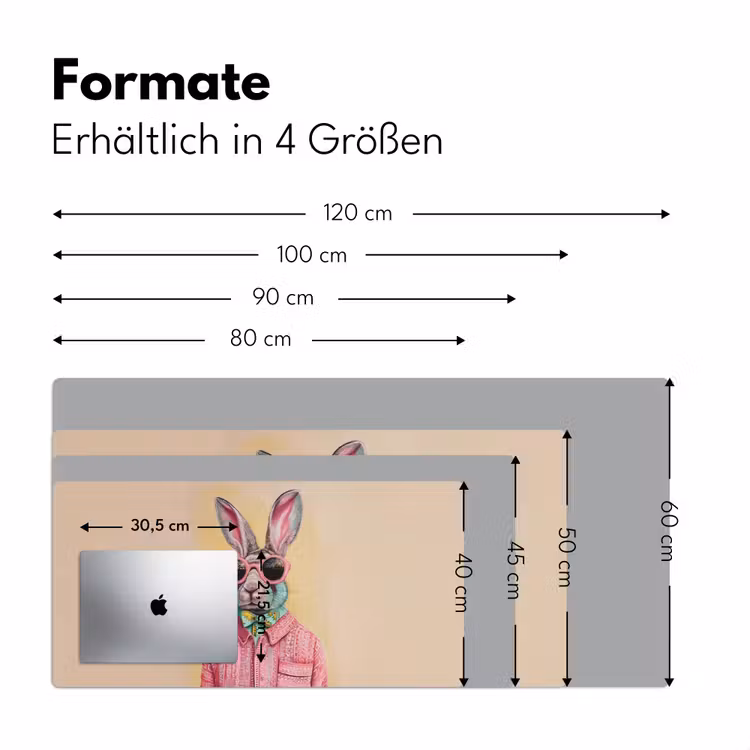Grijs - Konijn - Blouse - Strik Muismat XXL klein -ysfeer5_duits