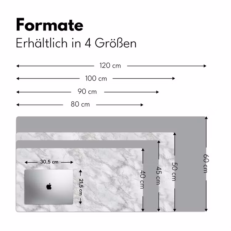 Grijs - Wit - Marmer Muismat XXL klein 681 -ysfeer5_duits