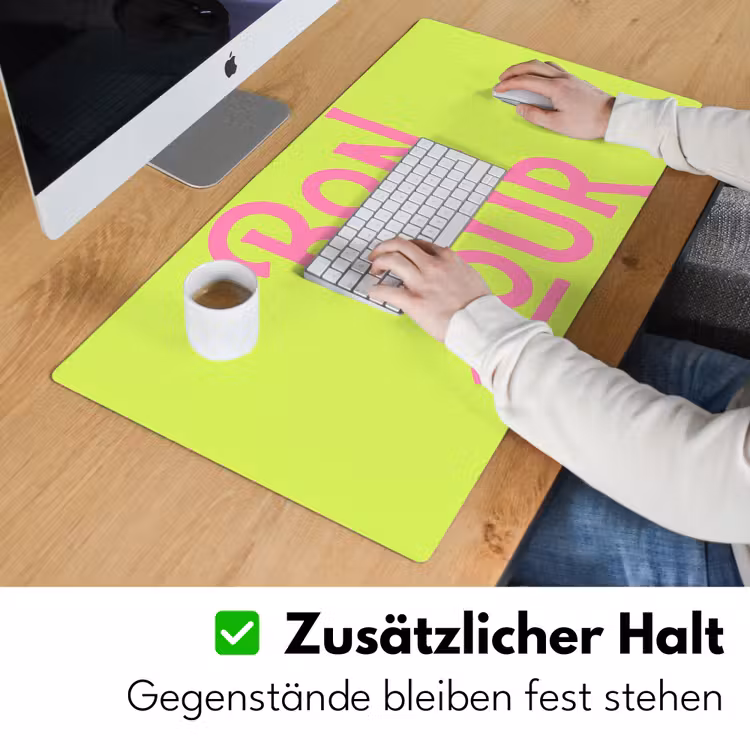 Groen - Roze bonjour - art-deco Muismat XXL klein -ysfeer3_duits