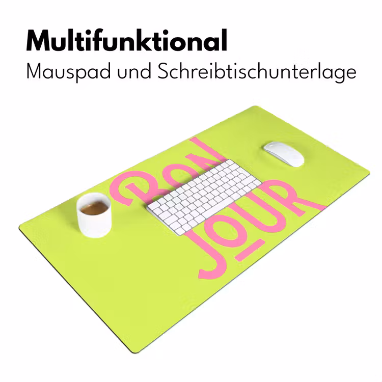 Groen - Roze bonjour - art-deco Muismat XXL klein -ysfeer4_duits