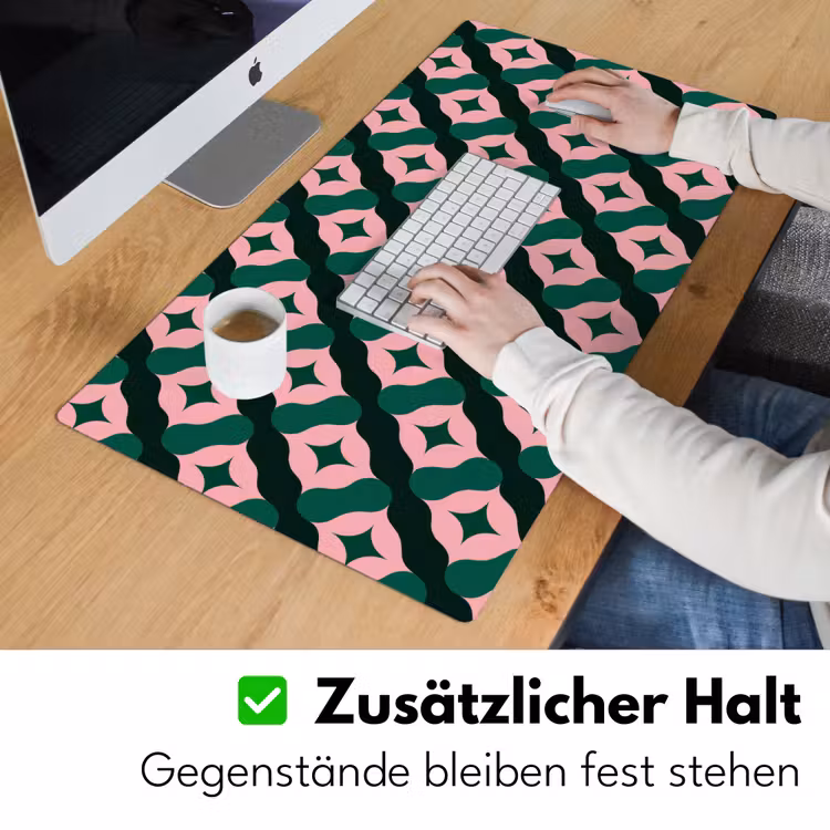 Groen - Roze - Retro - Sterren Muismat XXL klein 681 -ysfeer3_duits