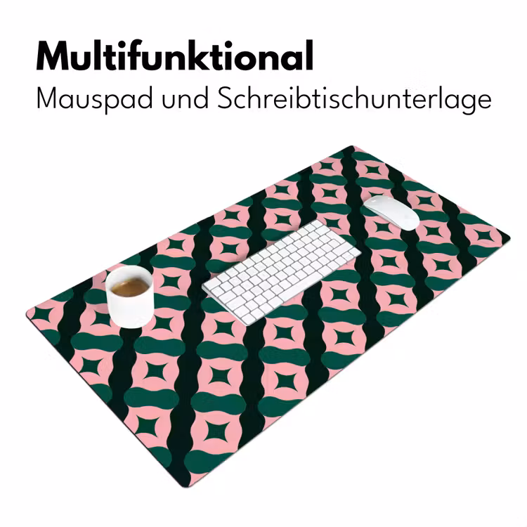 Groen - Roze - Retro - Sterren Muismat XXL klein 681 -ysfeer4_duits