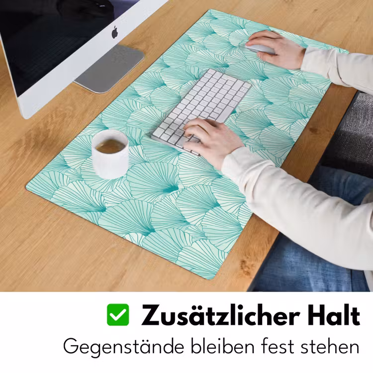 Groen - Wit - Ginko - Getekend - Textuur Muismat XXL klein 681 -ysfeer3_duits