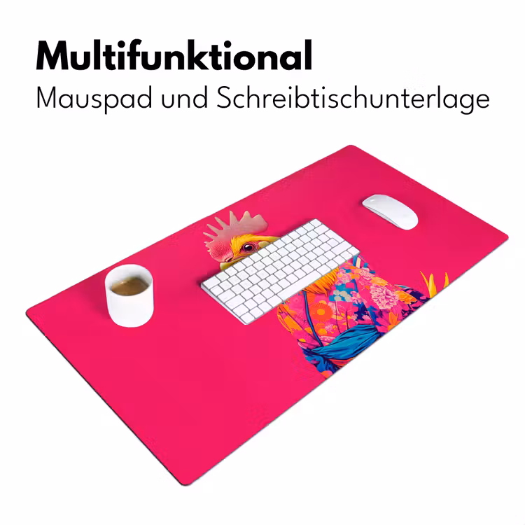 Haan - Kleurrijk - Kimono - Roze Muismat XXL klein -ysfeer4_duits