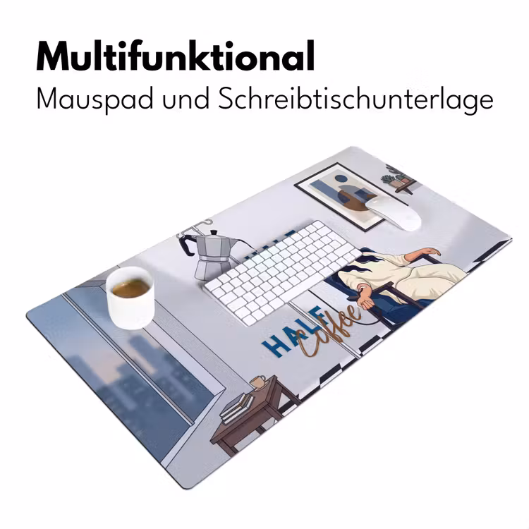 Half human, Half Coffee - Infuus - Koffie Muismat XXL klein -ysfeer4_duits