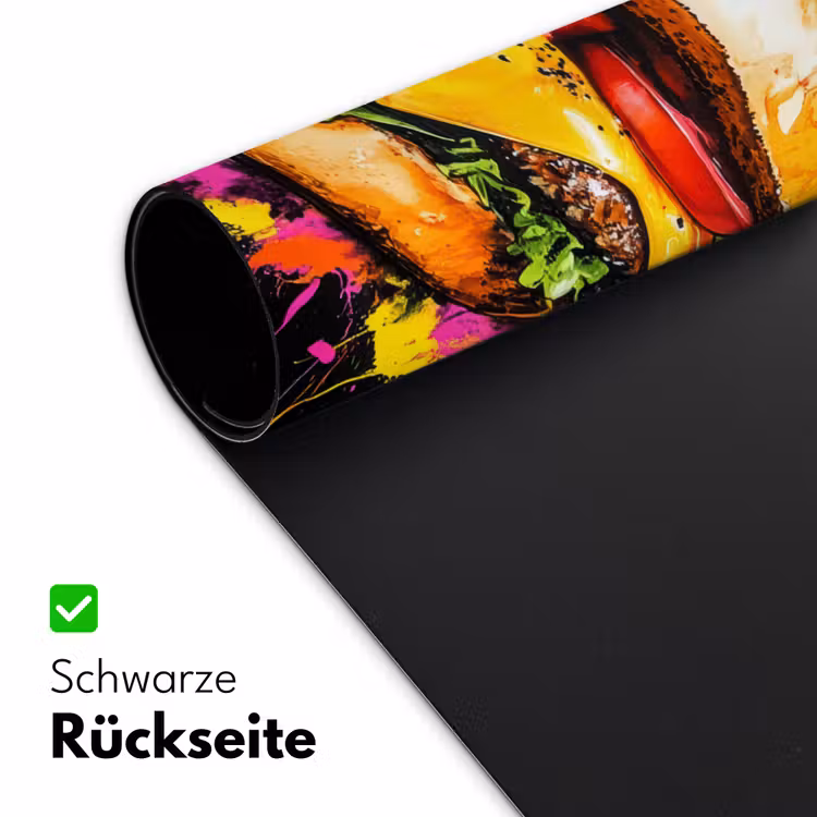Hamburger - Graffiti - Verf - Kleurrijk - Eten - Abstract Muismat XXL klein -ysfeer2_duits