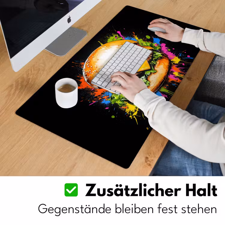 Hamburger - Graffiti - Verf - Kleurrijk - Eten - Abstract Muismat XXL klein -ysfeer3_duits