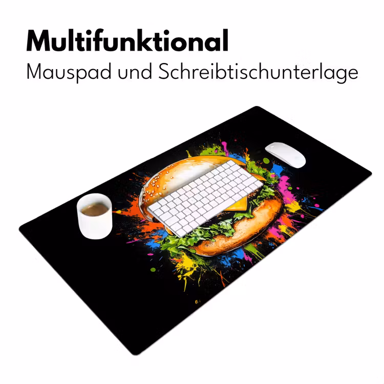 Hamburger - Graffiti - Verf - Kleurrijk - Eten - Abstract Muismat XXL klein -ysfeer4_duits