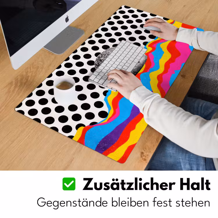 Hamburger - Stippen - Golven - Kleuren Muismat XXL klein -ysfeer3_duits