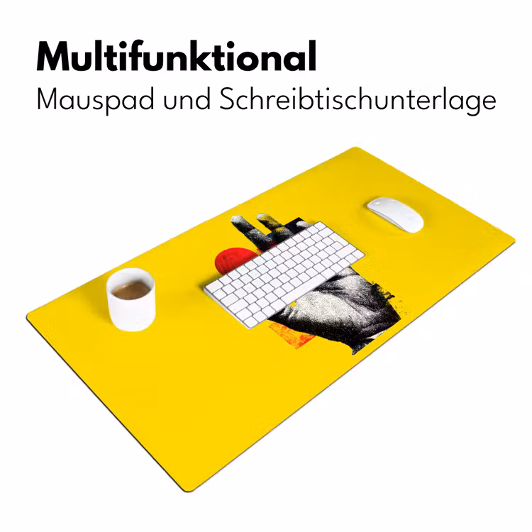 Hand - Rode cirkel - Geel Muismat XXL klein -ysfeer4_duits