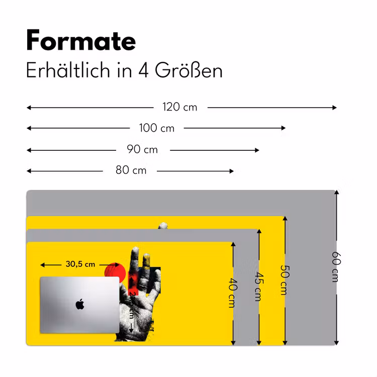 Hand - Rode cirkel - Geel Muismat XXL klein -ysfeer5_duits