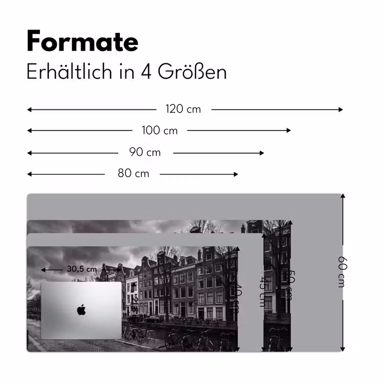 Huis - Gracht - Amsterdam - Architectuur - Zwart-wit Muismat XXL klein -ysfeer5_duits