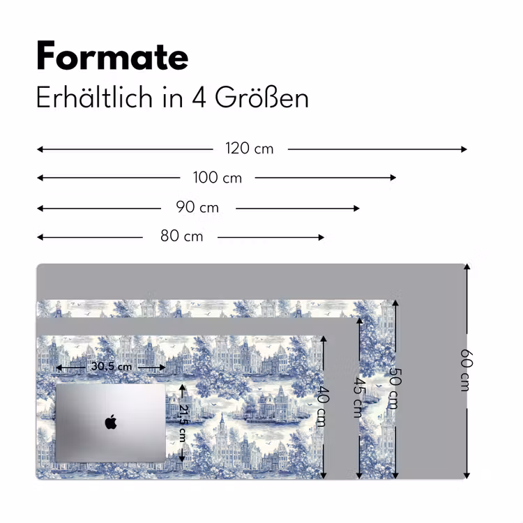 Huizen - Bomen - Water - Vogels - Blauw Muismat XXL klein 681 -ysfeer5_duits