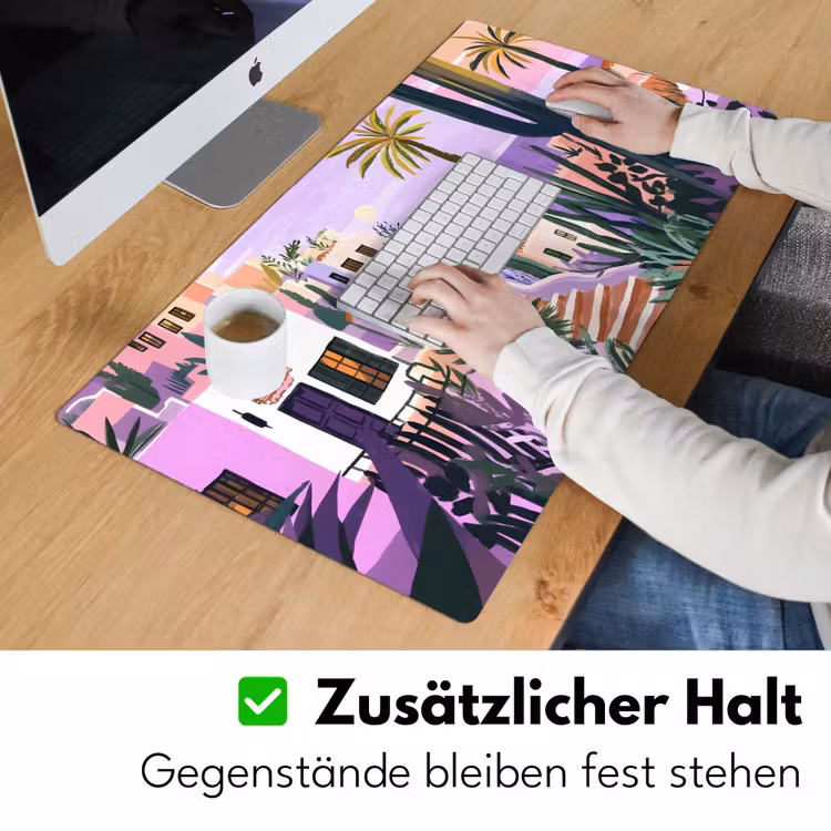Huizen - Minimalistisch - Palmbomen - Kust Muismat XXL klein -ysfeer3_duits