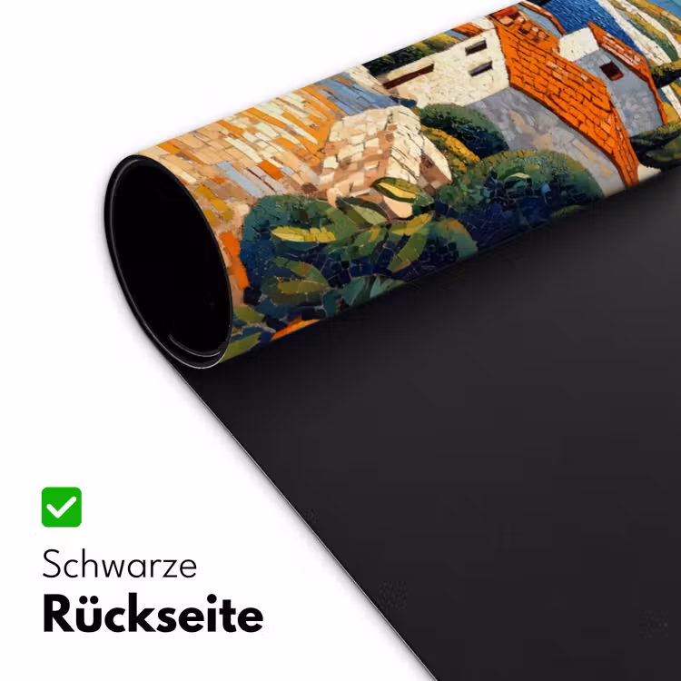 Huizen - Mozaïek - Sinaasappelbomen - Zee Muismat XXL klein -ysfeer2_duits