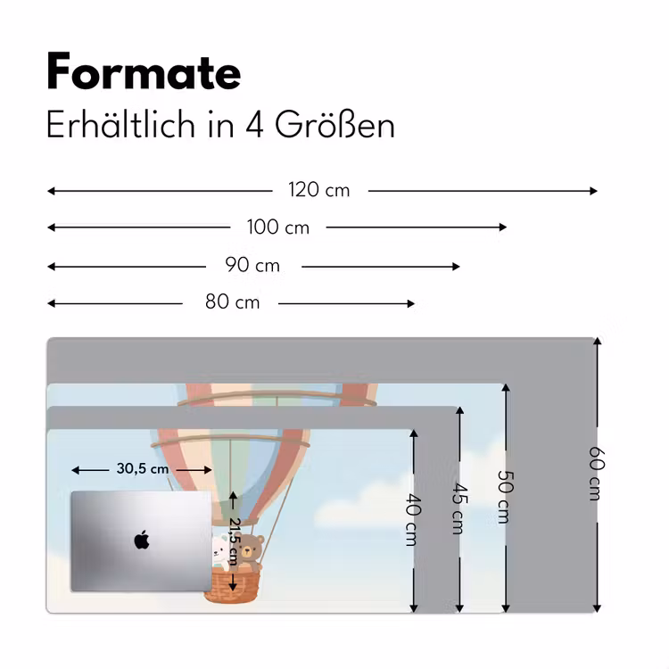 Luchtballon - Beren - Pastel Muismat XXL klein -ysfeer5_duits