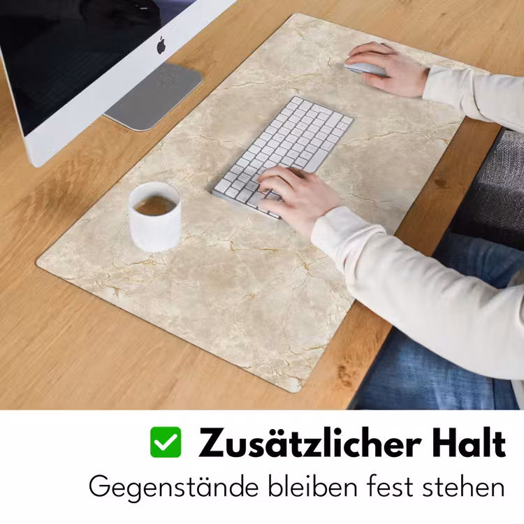 Lichtbeige - Marmer - Aders Muismat XXL klein 681 -ysfeer3_duits