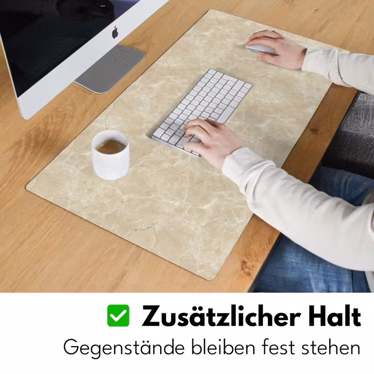 Lichtbeige - Marmer - Diffusie adering Muismat XXL klein 681 -ysfeer3_duits