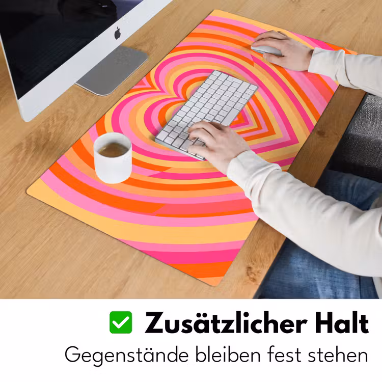 Schreibtischunterlage - Herz – Konzentrisch – Abstrakt – Liebe – Bunt - Hart - Concentrisch - Abstract - Liefde - Kleurrijk Muismat XXL klein