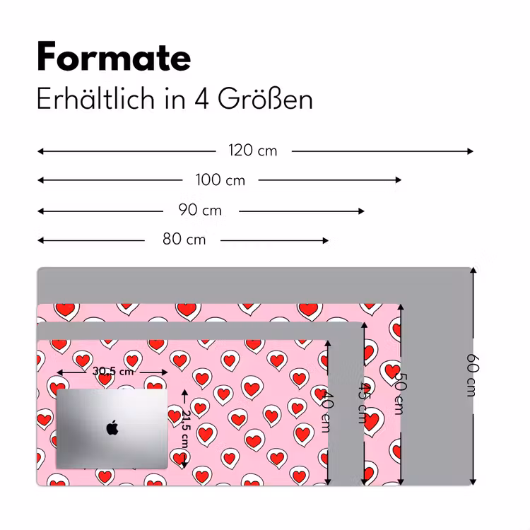 Hartjes - Patroon - Rood Muismat XXL klein 681 -ysfeer5_duits