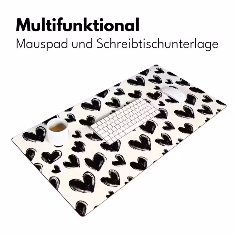 Hartjes - Patroon - Zwart Muismat XXL klein 681 -ysfeer4_duits