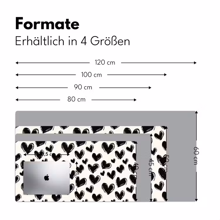 Hartjes - Patroon - Zwart Muismat XXL klein 681 -ysfeer5_duits
