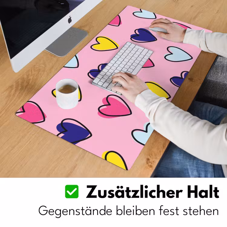 Hartjes - Valentijn - Patroon - Kleurrijk Muismat XXL klein -ysfeer3_duits