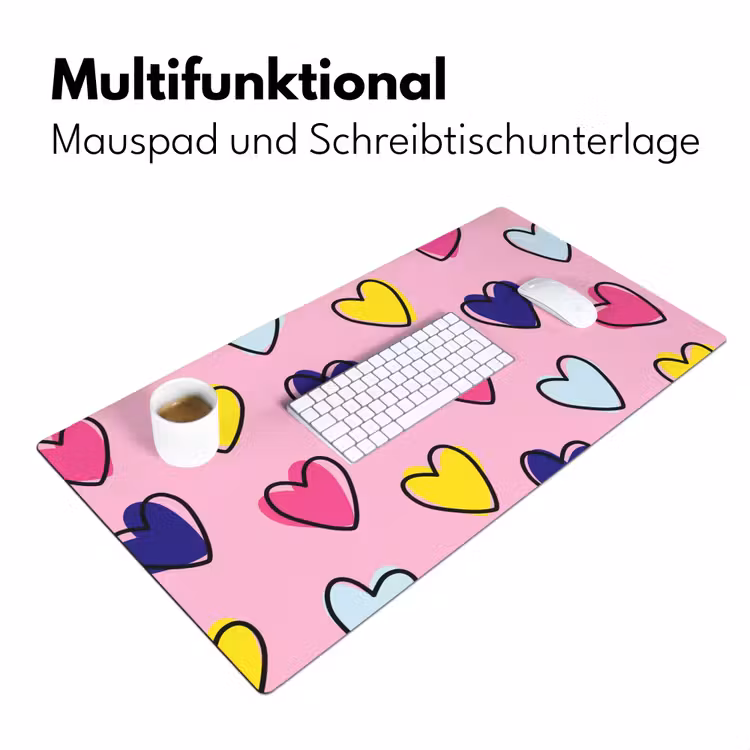 Hartjes - Valentijn - Patroon - Kleurrijk Muismat XXL klein -ysfeer4_duits