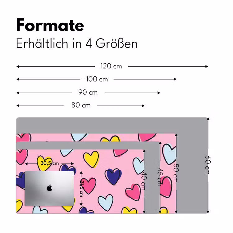 Hartjes - Valentijn - Patroon - Kleurrijk Muismat XXL klein -ysfeer5_duits