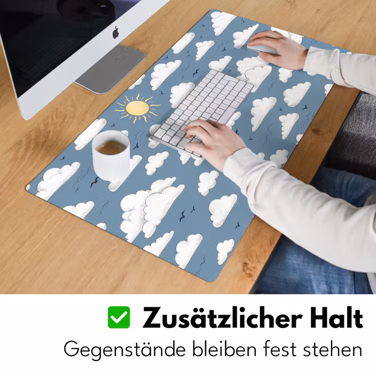 Lucht - Zon - Wolken - Natuur - Blauw Muismat XXL klein -ysfeer3_duits