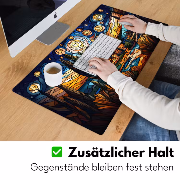 Hemel - Sterren - Mozaïek - Huizen Muismat XXL klein -ysfeer3_duits