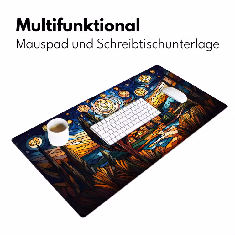 Hemel - Sterren - Mozaïek - Huizen Muismat XXL klein -ysfeer4_duits