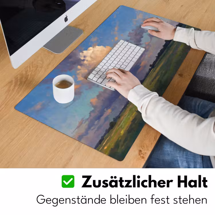 Lucht - Wolken - Landschap - Modern - Oranje Muismat XXL klein -ysfeer3_duits